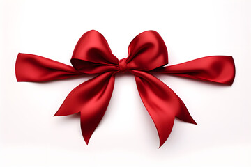 Rote Schleife auf wei&szlig;em Hintergrund, Geschenkband, erstellt mit generativer KI