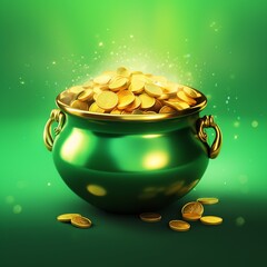 a pot of gold coins