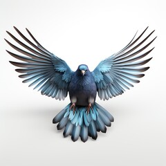 a blue bird with spread wings