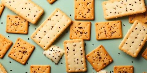 a group of crackers with seeds on them