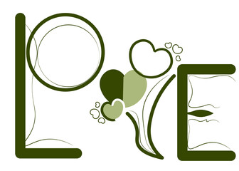 A heart of love filled with beautiful emotions. Style 1 ,Line art ,Colour  green