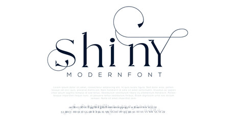 Shiny Elegant Font Uppercase Lowercase and Number. Classic Lettering Minimal Fashion Designs. Typography modern serif fonts regular decorative vintage concept. vector illustration - obrazy, fototapety, plakaty