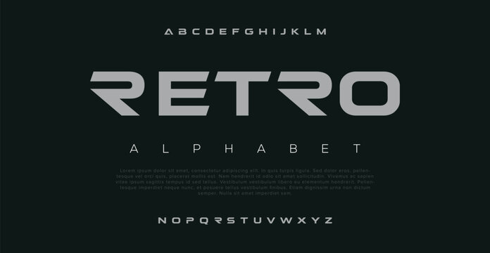 Retro Modern abstract digital alphabet font. Minimal technology typography, Creative urban sport fashion futuristic font and with numbers. vector illustration