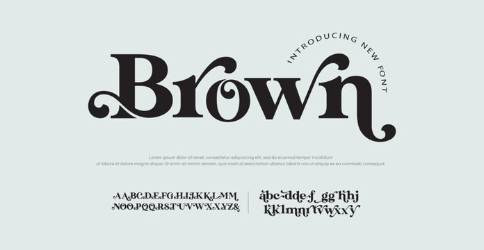 Brown Elegant Font Uppercase Lowercase and Number. Classic Lettering Minimal Fashion Designs. Typography modern serif fonts regular decorative vintage concept. vector illustration