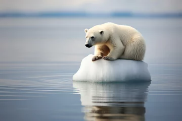Gordijnen a polar bear on an iceberg in water © Dumitru