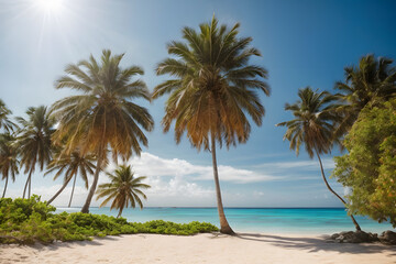 Palm Tress On A Beach Wallpaper In 4K