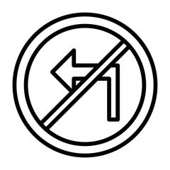 No Turn Left Icon