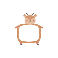 cute deer cartoon text frame for children