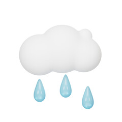  3D weather icons, render style sun, cumulus and snowflakes. Trendy fluffy bubbles clouds, wind symbol, raindrops.