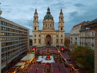 Famous Christmas market what name is Basilica advent in Budapest Hungary. Opposite the St. Stephens...