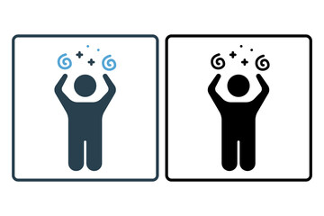 dizzy icon. human scratching the head with chaos. icon related to confusion. solid icon style. simple vector design editable