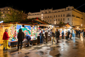 Famous christmas market in Budapest Hungary. There is on the Worosmarty square next to the Vaci and...