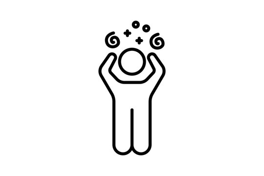 dizzy icon. human scratching the head with chaos. icon related to confusion. line icon style. simple vector design editable