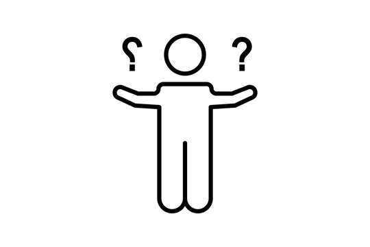 recommend clip art: uncertain icon. human and question mark. icon related to confusion. line icon style. simple vector design editable