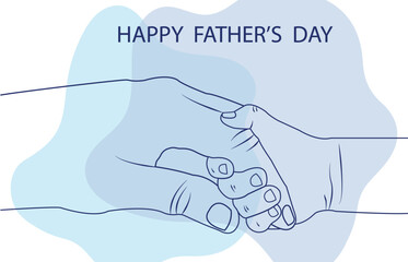 Father and Child Holding Hands Happy Father's Day Template Vector