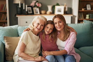 Three female generation portrait at home