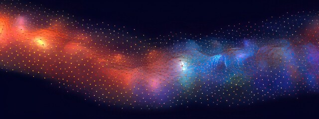 Abstract technology background with fiber optic network connections. Hyper fast Broadband for Global Data transfer, Artificial neurons, global data connections