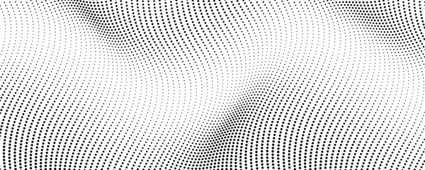 Halftone monochrome background with flowing dots