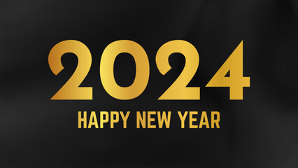 Naklejka na ściany i meble 2024 Happy New Year on dark silk background