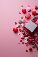 Valentine's Day Love Celebration with Hearts and Gift