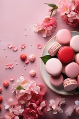 Valentine's Day Treats: Pink Macarons and Spring Blossoms