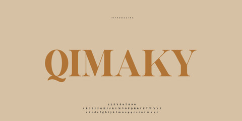 Elegant Font Uppercase Lowercase and Number. Classic Lettering Minimal Fashion Designs. Typography modern Serif fonts regular decorative vintage concept. vector illustration