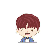 cute poses of cartoon boy band red hair