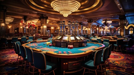 Casino Glamour Dynamic Roulette Table Amidst the Neon Thrill