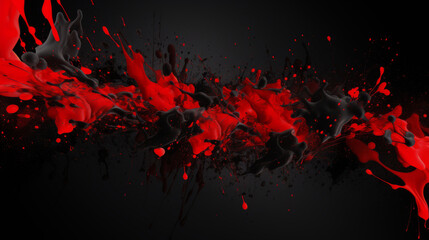 Red paint splash on black background. Color splash.