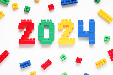 Joyful Creations: Building a Bright Future with DIY 2024 Numbers. Educational toys for kids. Happy...