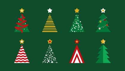 Premium vector various Christmas tree background. High quality Christmas decoration abstract background