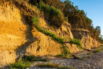 Steep coast with erosion on the island of Poel on the Baltic Sea, Germany