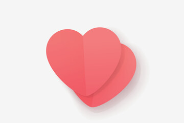 couple red paper hearts on white back