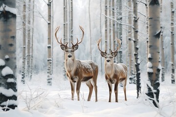 two deer in the snow