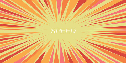 Obraz premium Manga style radial speed striped background. Comic cartoon hit ray explosion force poster. Anime funny minimalistic superhero power force effect. Dynamic light beam banner. Vector