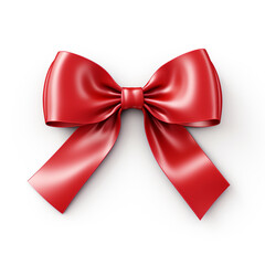 Elegant red ribbon and bow isolated on white background