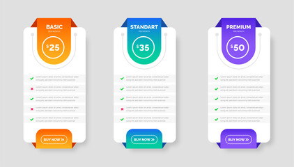 UI UX app pricing chart table Subscription design or website Pricing chart table design template. Product Plan Offer Price Package Subscription Options Comparison Table Chart Infographic Design.