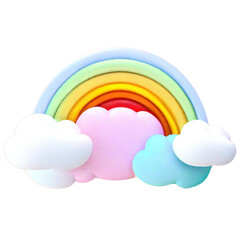 (3D) Rainbow and clouds Royalty (3D)