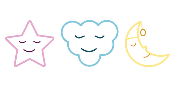 Moon, star and cloud icon vector illustration