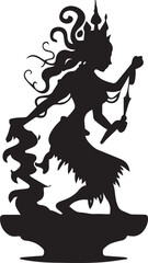 Dragon girl black vector illustration