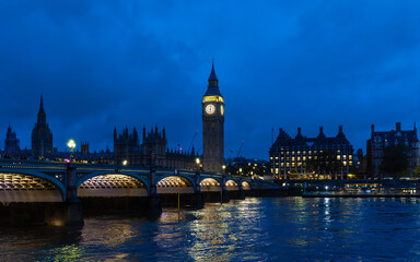 London at night in blue.