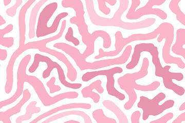 Pink squiggles of doodle seamless pattern. Creative minimalist style art background, trendy design with organic shapes. Modern abstract color backdrop