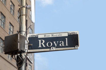 street name Royal - rue Royale in the french quarter in New Orleans, Louisiana