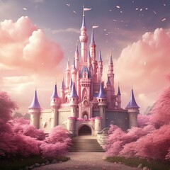luxurious dream beautiful Pink castle soft and dreamy tones