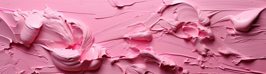 Vibrant Pink Abstract Painting with Expressive Brush Strokes