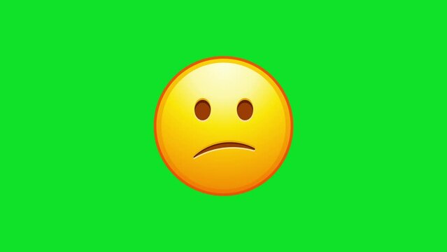 Confused emoji. Nonplussed emoticon with frowned lips Animated Emoji. Alpha channel, transparent background. 4K resolution loop animation.