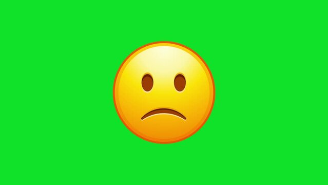 Confused emoji. Nonplussed emoticon with frowned lips Animated Emoji. Alpha channel, transparent background. 4K resolution loop animation.
