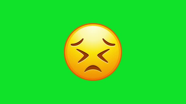 Confused emoji. Nonplussed emoticon with frowned lips Animated Emoji. Alpha channel, transparent background. 4K resolution loop animation.