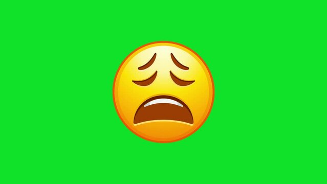 Exhausted emoji. Tired emoticon, yellow face with X-shaped scrunched eyes Animated Emoji. Alpha channel, transparent background. 4K resolution loop animation.