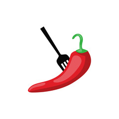 red chili logo vector, cafe and restaurant logo in white background